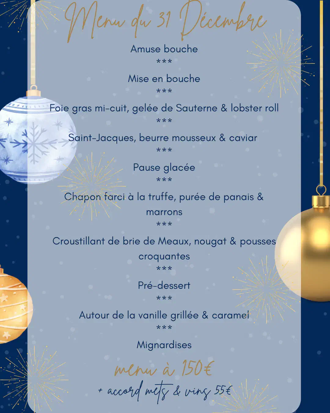 Menu 31 décembre 2025