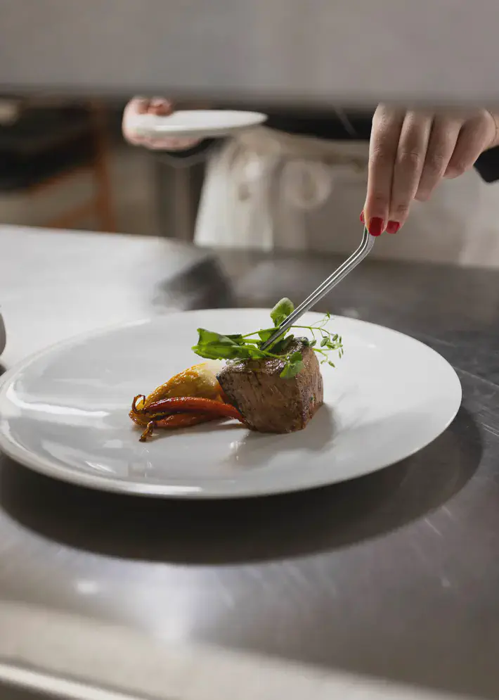 Close-up of a gourmet dish presentation - Gourmet Restaurant Rodez – Hôtel Le Sénéchal